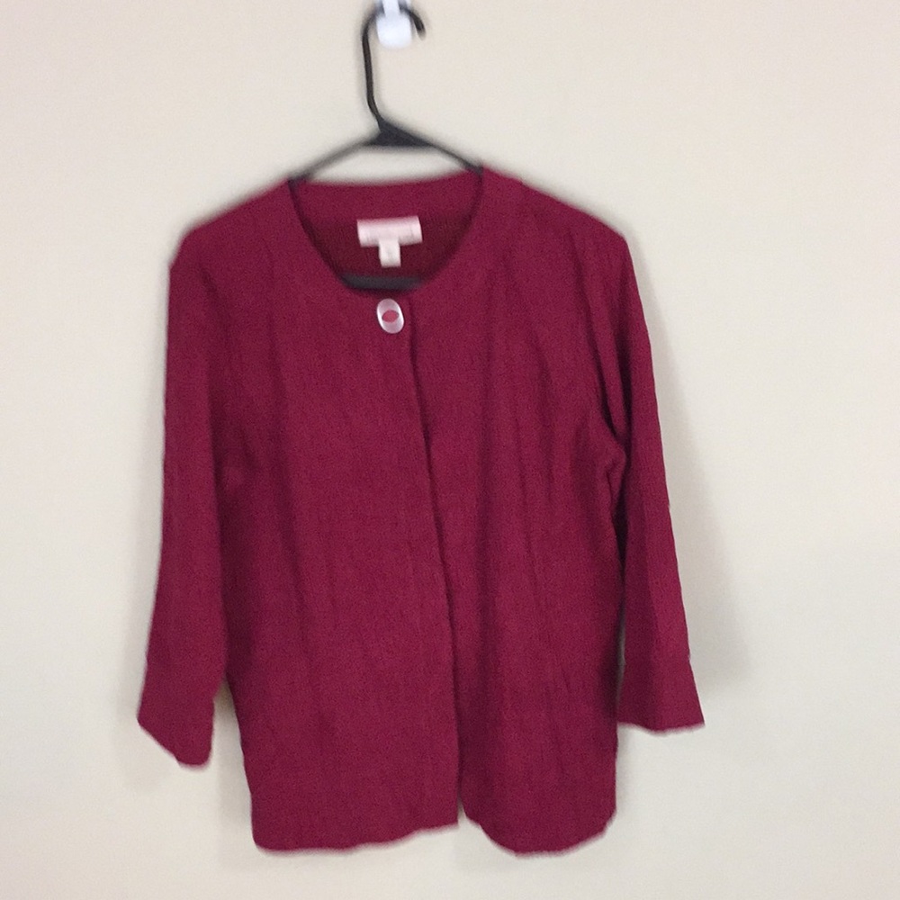Coldwater Creek Textured Red Button Top Shirt  Jacket Size 10